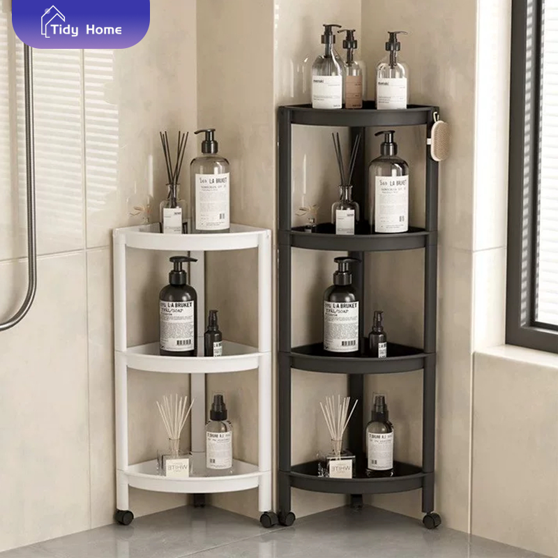 Tidy ชั้นวางเข้ามุม ชั้นวางของในห้องน้ำ กันน้ำและป้องกันเชื้อรา ชั้นวาง 2/3/4/5 ชั้น มีล้อ ของใช้ในบ้าน/ห้องครัว/ห้องน้ำ