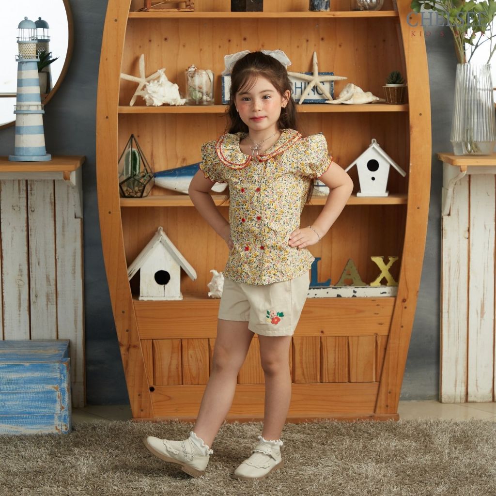 Chelsee เสื้อเชิ้ตคอกลม แขนตุ๊กตา ลายดอกไม้ 100%Cotton อายุ 1.5-10ปี เด็กผู้หญิง เสื้อผ้าเด็กโต รุ่น 238194 ราคา ถูกที่สุด ดีลบีเคเค แกลเลอรีภาพที่ 4