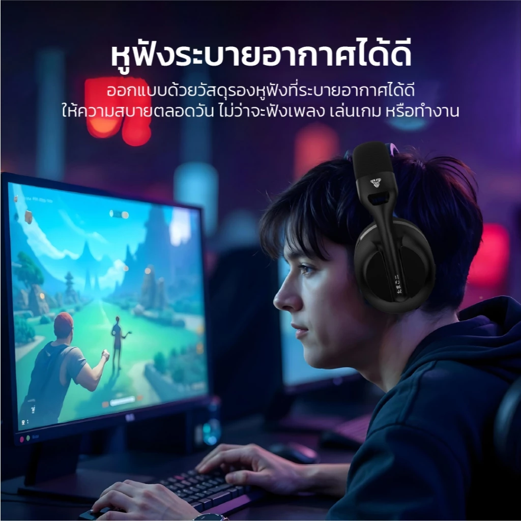 FANTECH หูฟังเกมมิ่งไร้สาย เสียงคมชัด ไมค์ตัดเสียงรบกวน thumbnail 4