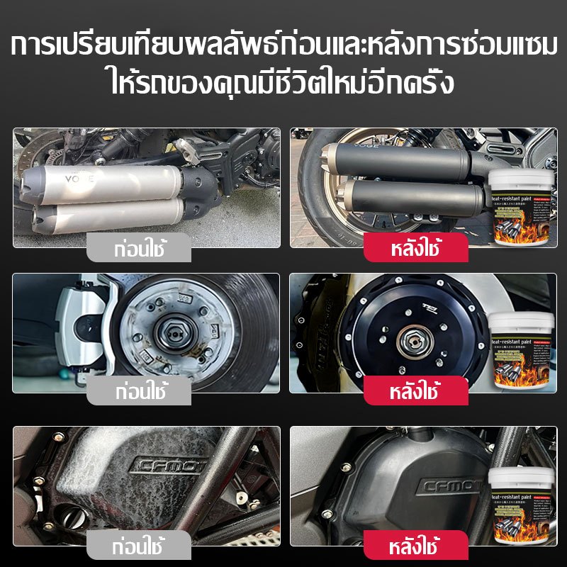 🔥ทนทานนานถึง 50 ปี🔥สีที่ทนต่ออุณหภูมิสูง สีสเปรย์ทนความร้อนสูง กันน้ำและกันสนิม ไม่กลัวไฟ 500 ml ใช้พ่นท่อไอเสีย สีสเปรย - รูปที่ 5