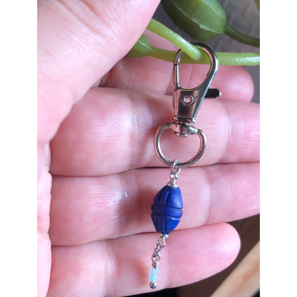 lapses lazuli whit aquamarine Natural Stone handmade keychain✨