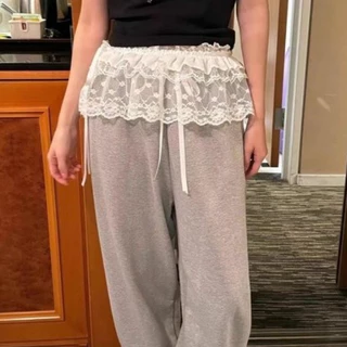 พร้อมส่งในไทย 🌷 ผ้าผูกเอวลูกไม้ซีทรูโบว์ข้าง หวานละมุนสไตล์เกาหลี💖