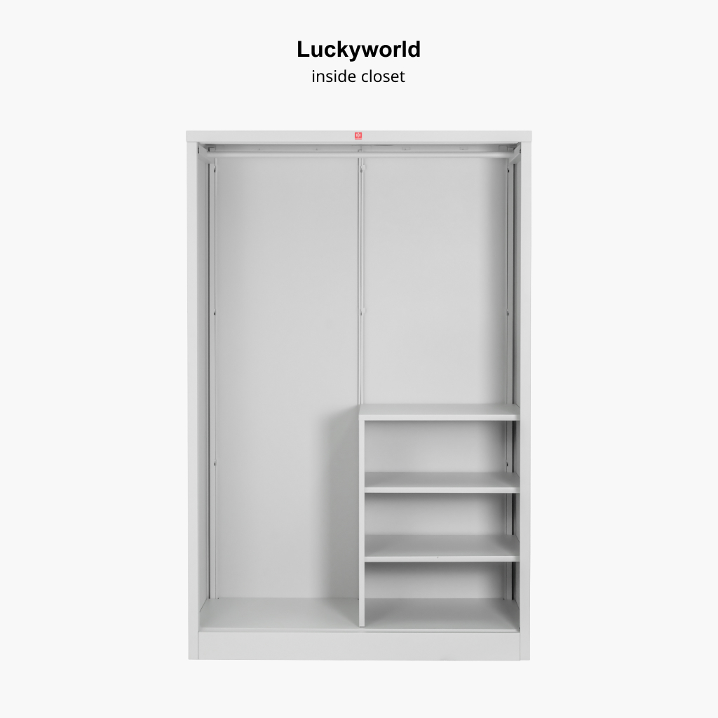 Luckyworld ตู้เสื้อผ้าเหล็ก บานเลื่อนทึบสูง กว้าง120ซม. ลึก 62ซม. ส่งฟรีพร้อมประกอบ KSS-126K