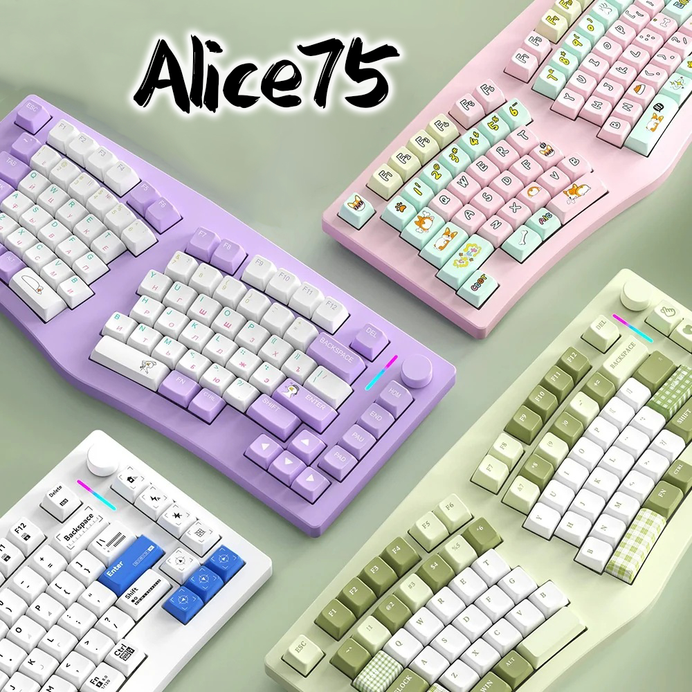 FEKER Alice75 คีย์บอร์ดแมคคานิคอลสรีรศาสตร์ อลูมิเนียม 3 Modes QMK/VIA Gasket Mount ไร้สาย/บลูทูธ/US