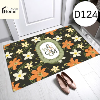 พรม3Dห้องครัว (ลายดอกไม้ ต้นไม้ flower tree) ขนาด 40X60 cm พรมปูพื้นในห้องครัว พรมเช็ดเท้า พรมปูพื้น ซับน้ำดี ยางกันลื่น