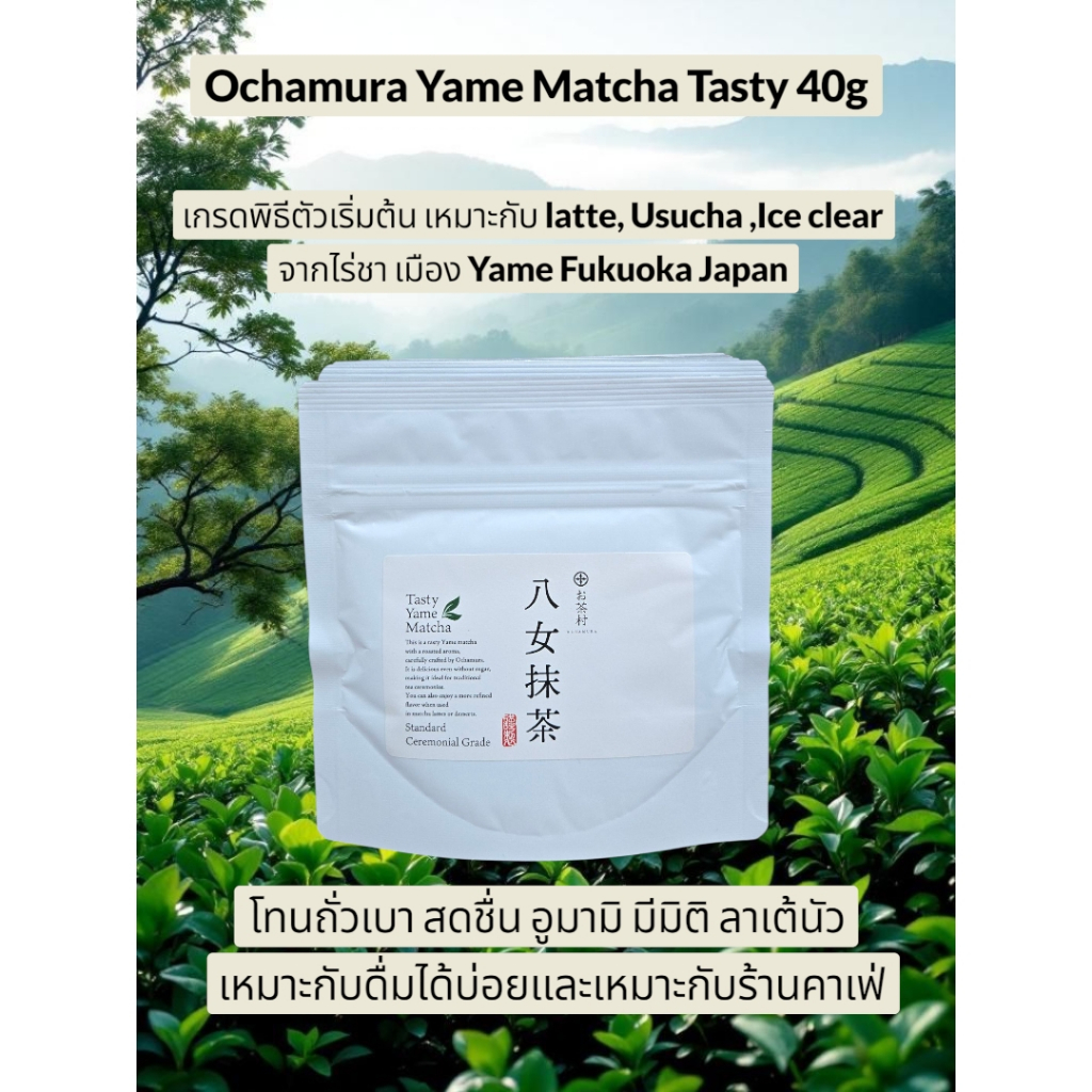 Tasty 40g Yame Matcha จาก Ochamura โทนถั่ว เกรดพิธีตัวเริ่มต้นมาจากไร่พร้อมส่งร้านคาเฟ่ควรมีติดร้าน