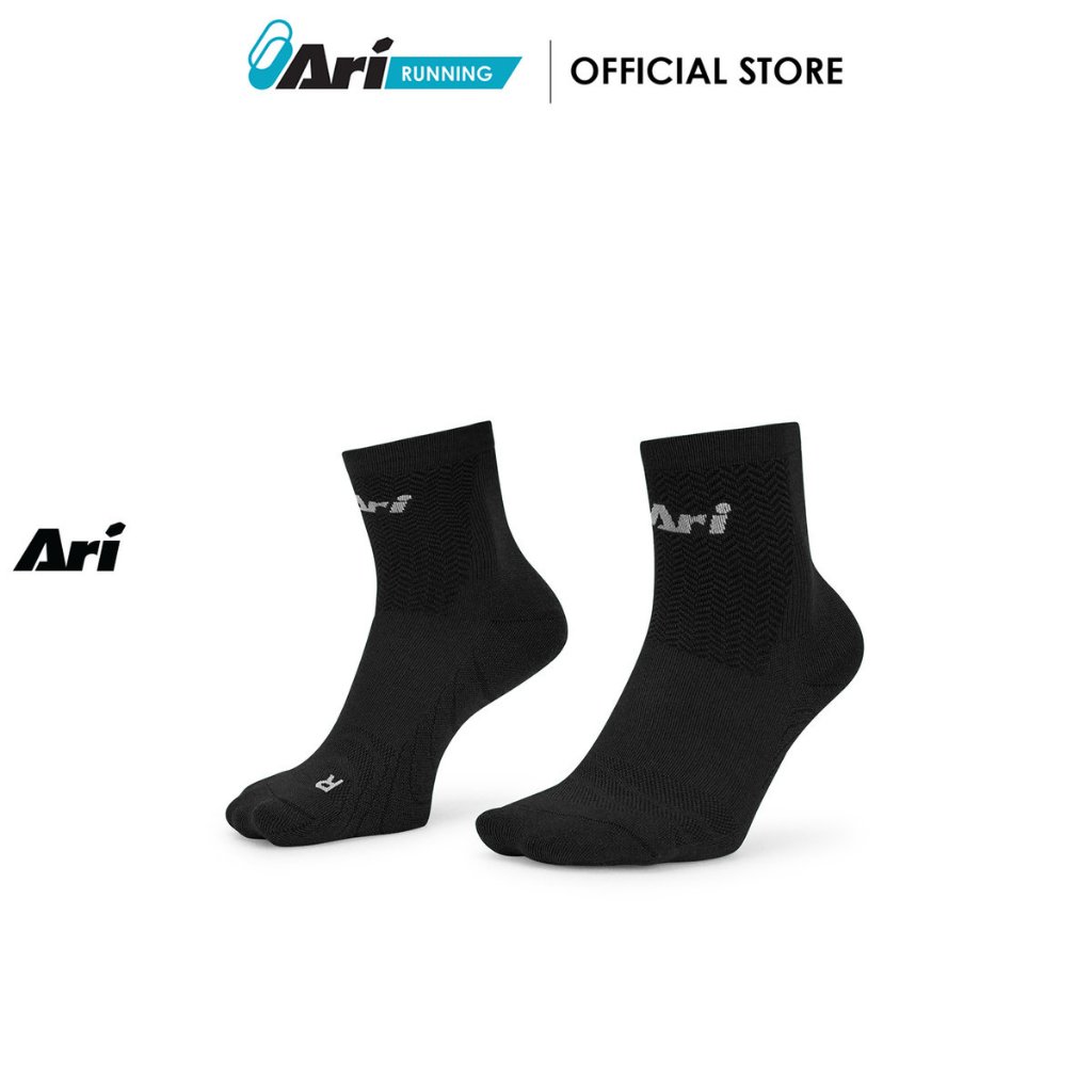 ARI TERRY QTR RUNNING SOCKS - BLACK (AHW1398-01) ถุงเท้าวิ่ง อาริ TERRY QTR สีดำ
