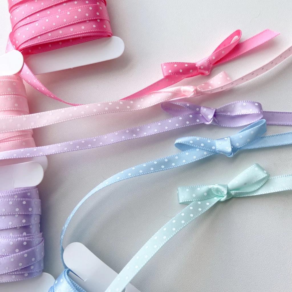 ♡ พร้อมส่ง | (5 หลา) Dot Ribbon โบว์ ริบบิ้น ลายจุด ขนาด 6 mm / 0.6 cm