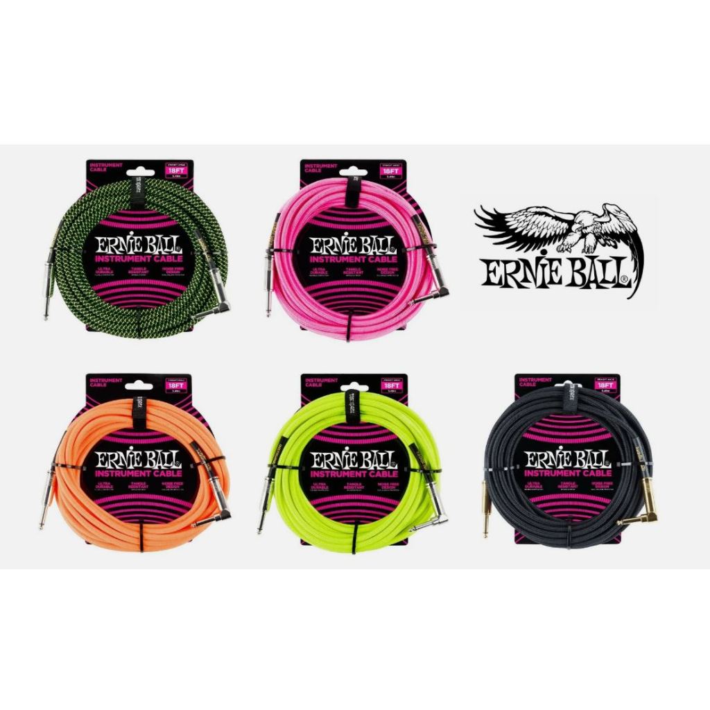 สายแจ็ค Ernie Ball สายด้ายถักหัวตรง/งอ