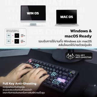 [ลดเหลือ 1640] FANTECH คีย์บอร์ดไร้สาย คีย์บอร์ดเกมมิ่งไร้สาย เชื่อมต่อได้ 3 โหมด Mechanical Keyboard รุ่น MK921