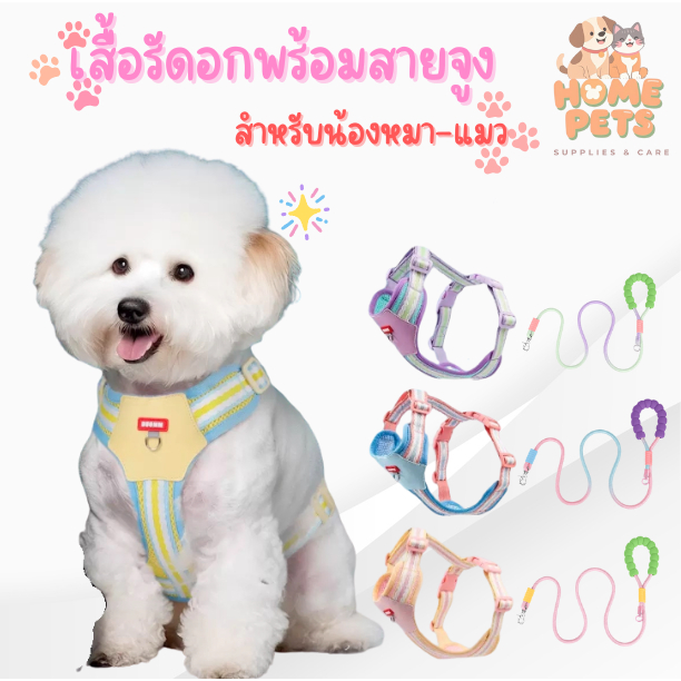 เสื้อรัดอกพร้อมสายจูง ระบายอากาศได้ดี น้ำหนักเบา ตาข่ายระบายอากาศ ดีไซน์ น่ารัก