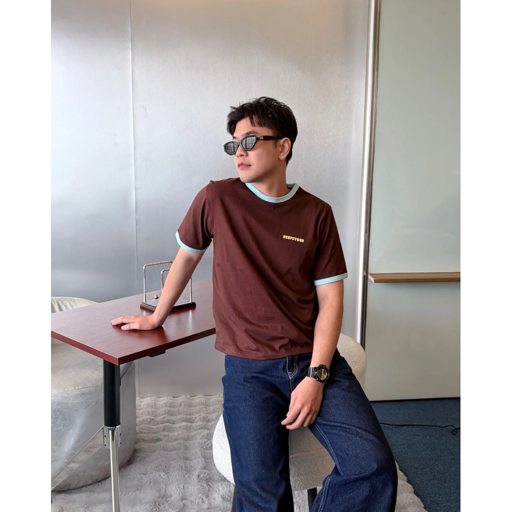 เสื้อ REEFSTORE RINGER TEE น้ำตาลขอบฟ้า
