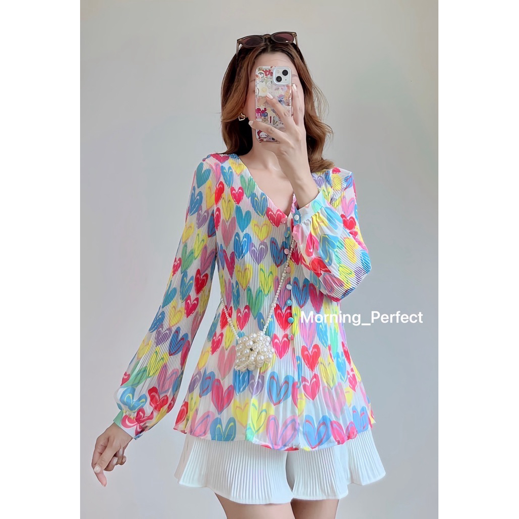 M02 เสื้อแฟชั่นชีฟองพิมพ์ลาย