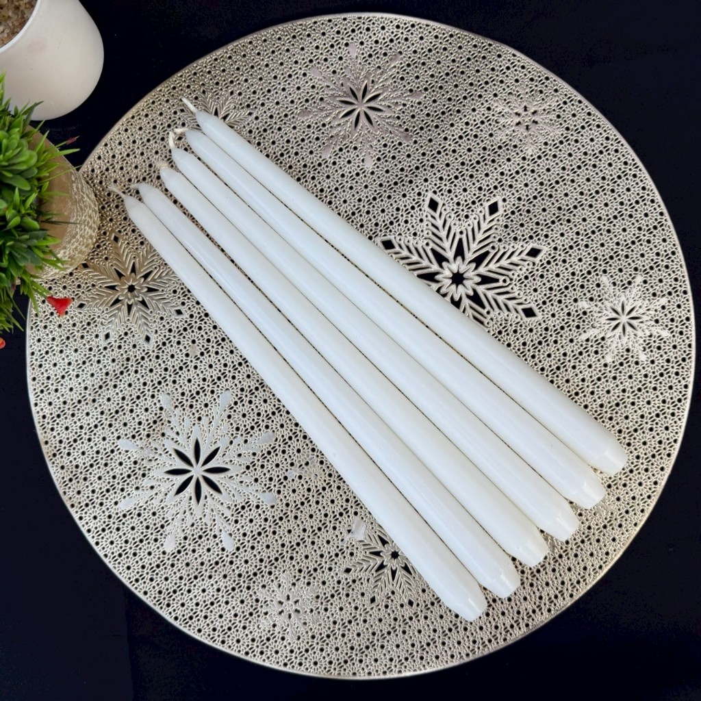 เดอะเบสท์สเตชั่น เทียนแท่ง เทียนเทปเปอร์ สีขาว 12นิ้ว ไม่มีกลิ่น White Tapper12" Unscented.