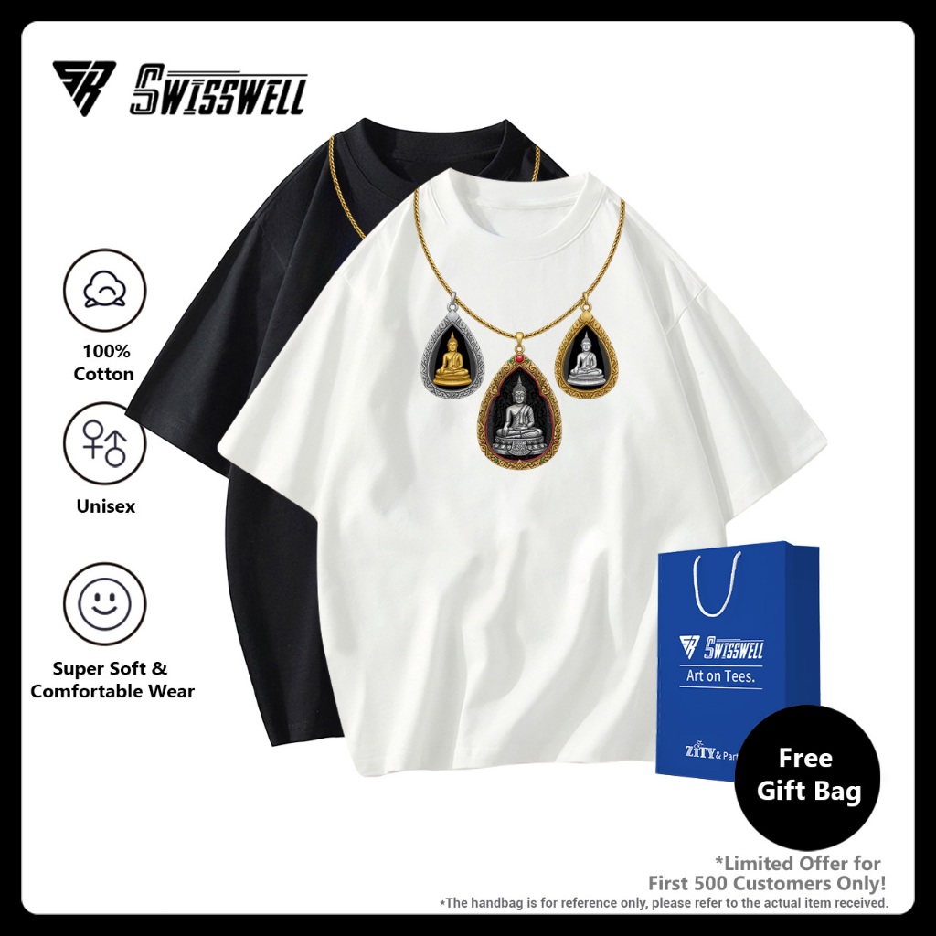 ​✨ SwissWell 🌈เสื้อยืด คอกลม ทรงหลวม ระบายอากาศ Cotton 100% OVERSIZE ทั้งชายหญิง Light Luxury Trend T-Shirt ดีไซน์สุดฮิ