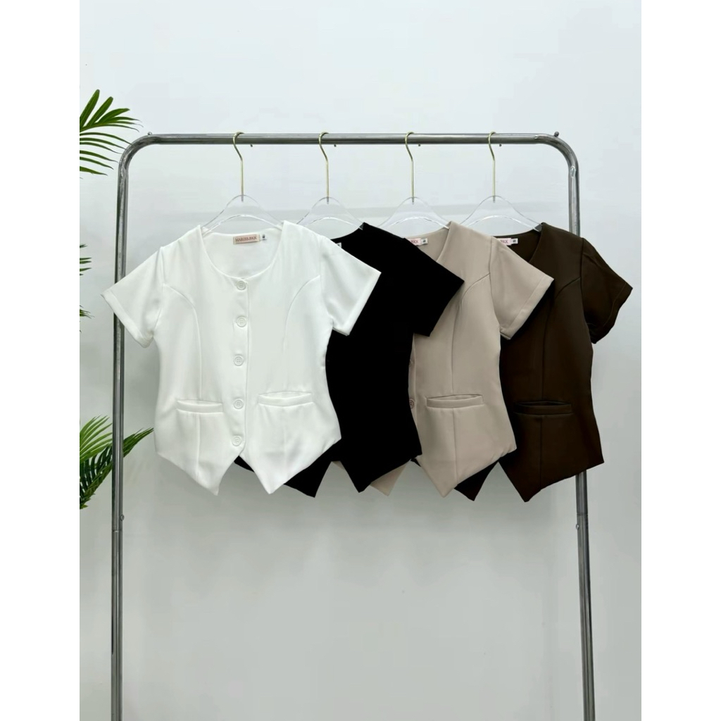 M88 เสื้อเบลเซอร์แขนสั้น (ผ้าบาร์บี้)งาน sizeมีซับใน