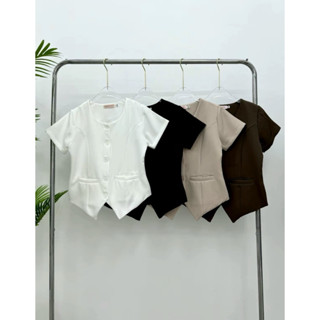 M88 เสื้อเบลเซอร์แขนสั้น (ผ้าบาร์บี้)งาน sizeมีซับใน