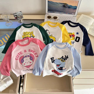 Babyonline(Y516)M6-OF5 (ส่งด่วน1วัน)เสื้อแขนยาวสำหรับเด็กชายและเด็กผู้หญิงลายการ์ตูนน่ารัก ผ้าฝ้าย นิ่ม ใส่สบาย