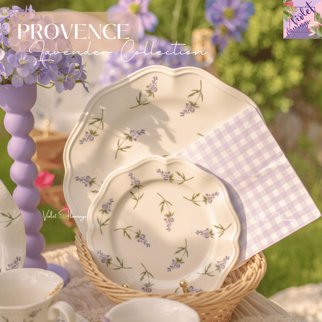 Violet Flamingo Provence Lavender Garden Collection 🍽️ จานชามเซรามิคลายดอกลาเวนเดอร์ วินเทจ สไตล์ฝรั่งเศส
