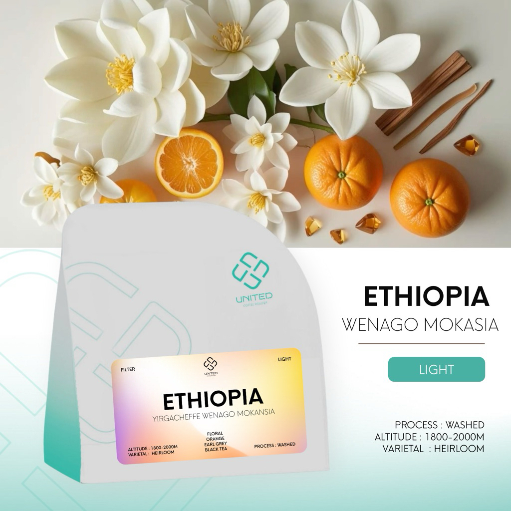 United Coffee Roaster เมล็ดกาแฟเอธิโอเปีย คั่วอ่อน (Yirgacheffe Wenago Mokansia) กลิ่นและรสที่ฟุ้งไป