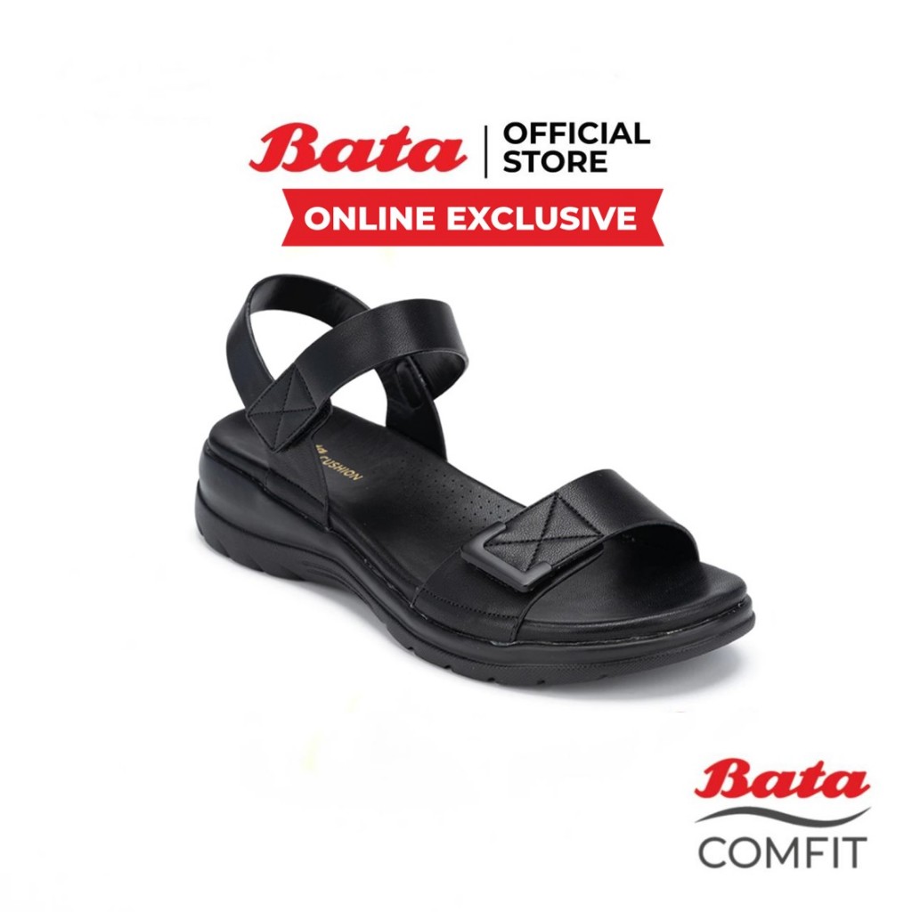 Online Exclusive Bata บาจา Comfit รองเท้าเพื่อสุขภาพรัดส้น พร้อมเทคโนโลยีรองรับน้ำหนักเท้า สำหรับผู้หญิง สีดำ 5806047