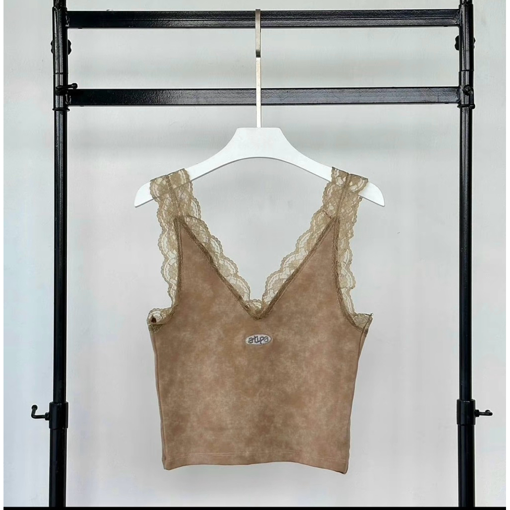 Atipa - Lace Blance Top เสื้อกล้ามแต่งลูกไม้ Nude นู้ด S