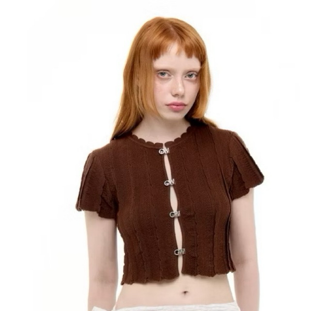 ผ่อนได้ New in pack✨ GENTLE WOMAN | รุ่น GW RUFFLE TOP เสื้อครอปไหมพรม เสื้อคาร์ดิแกน