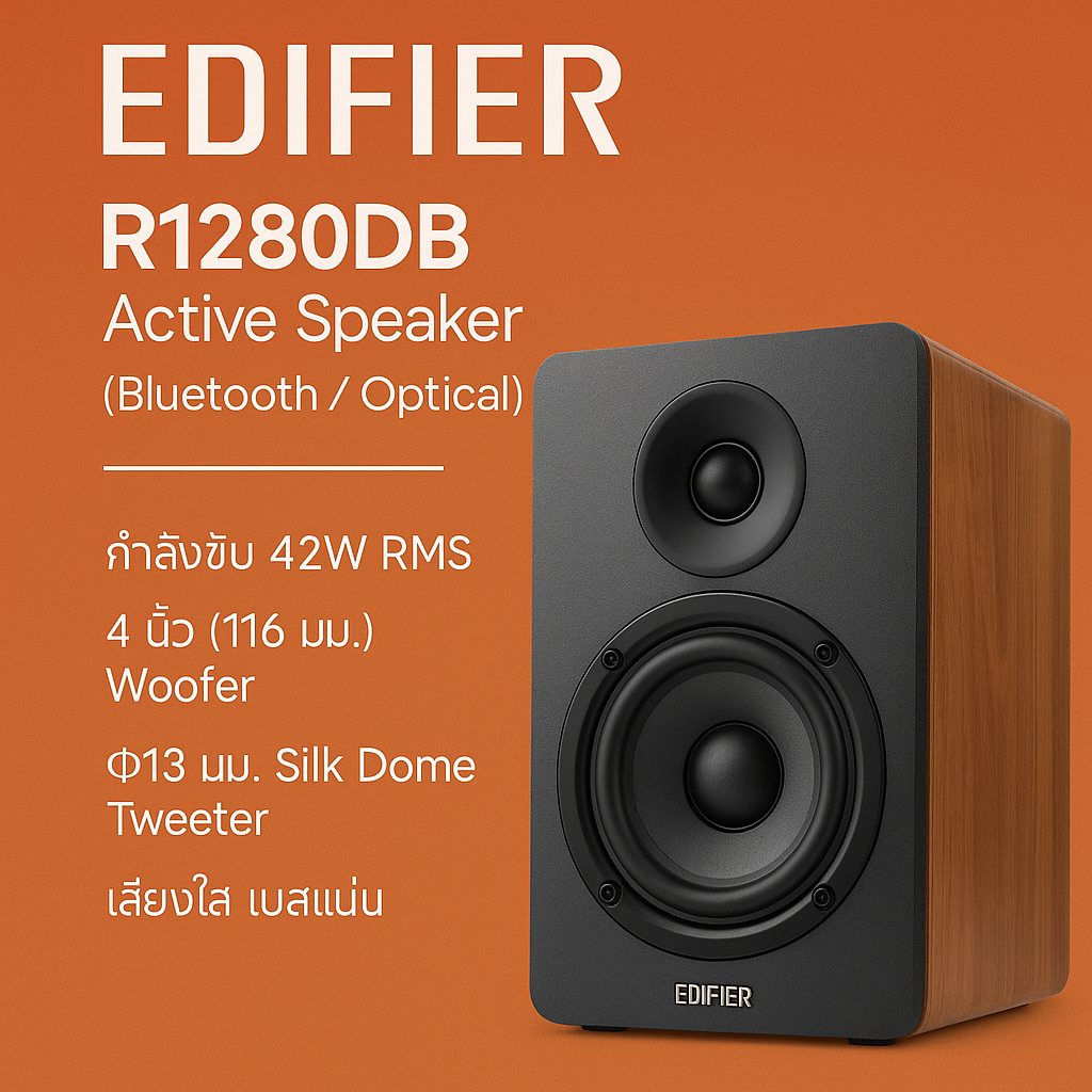 ลำโพง Bluetooth ลำโพง 2.0 เสียงดี EDIFIER R1280DB Active Speaker (Bluetooth / Optical / Coaxial / RC