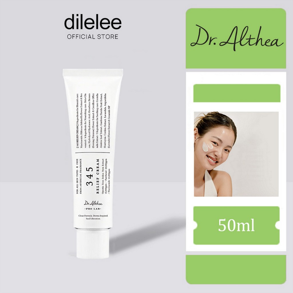 Dr.Althea 345 Relief Cream มอยเจอไรเซอร์เนื้อเจลบางเบาเพื่อผิวแพ้ง่าย และผิวอักเสบจากสิว 50ml