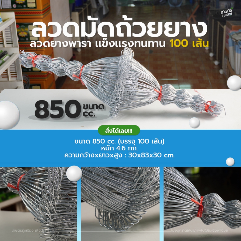ลวดยางพารา ลวดมัดถ้วยยาง เเข็งเเรงทนทาน (ขนาด 850 cc./1000 cc./1500 cc./1500cc. ยาวหนาพิเศษ)(100 เส้น)