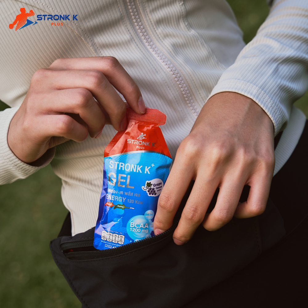 เจลพลังงาน Stronk-K Plus สูตรเย็น สำหรับนักวิ่ง นักกีฬา มาราธอน BCAA 1200mg x 1ซอง
