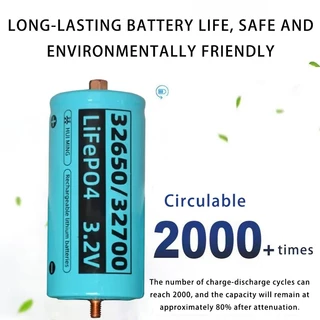 NEW แบต LiFePO4 32650/32700 3.2V 6000mAh ถ่านชาร์จ ตัวเมียบวก สำหรับไฟโซล่าเซลล์ แบตเตอรี่