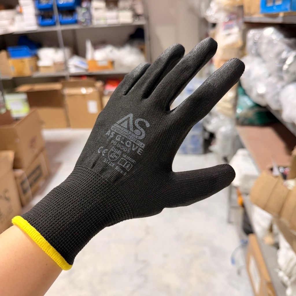ถุงมือPUดำ มาตรฐาน EN388 3142 (โหล)