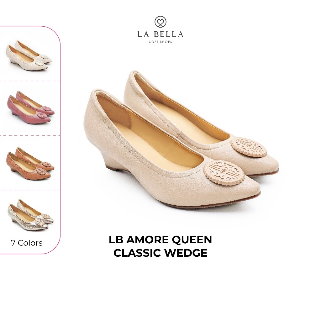 LA BELLA  รองเท้าคัชชูส้นสูงหนังแกะ รุ่น LB AMORE QUEEN CLASSIC WEDGE