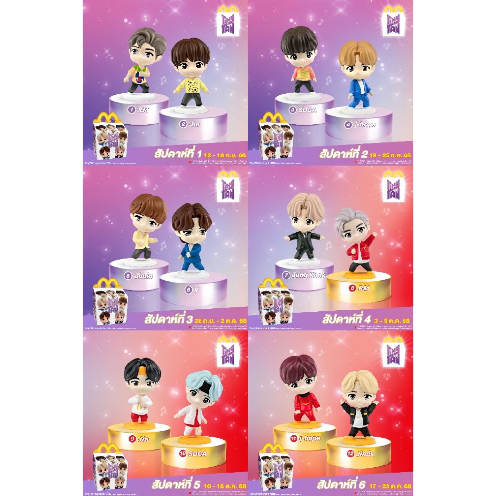 TinyTAN BTS Happy Meal McDonald's x TinyTan ตุ๊กตา แฮปปี้มีล แม็คโดนัลด์ Mc Donald 2025 RM J Hope Su