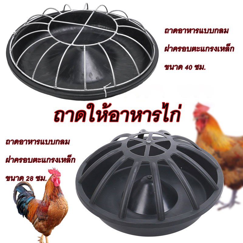coralcoveshop ถาดให้อาหารไก่ อ่างอาหารสัตว์ปีก ป้องกันการสเปร็ด ขนาด 28/40/60ซม. สำหรับไก่ เป็ด ห่าน