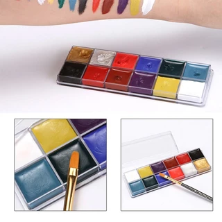 สีเพ้นท์หน้า สีทาหน้าและร่างกาย สีสันสดใส สีทาหน้า มี12สี สีทาตัวเรืองแสง ล้างเครื่องสำอางออกง่าย ปาร์ตี้ฮาโลวีน