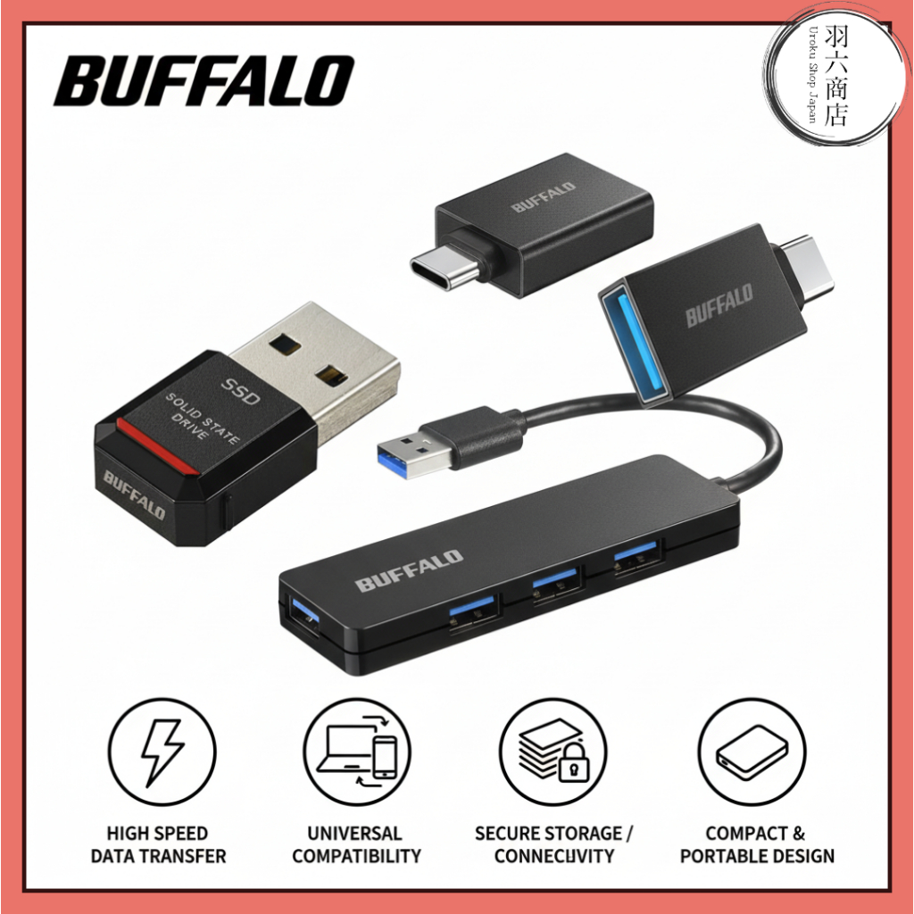 Buffalo 🇯🇵 External SSD 1TB Black Ultra-Compact Portable for PS5 / PS4 / PC / Mac / TV 🚀 Boost Stora