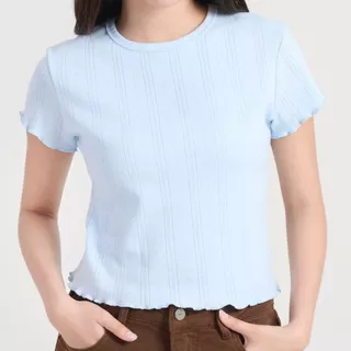 MEET ME - Top 0015 I WAVIE เสื้อครอปผ้าถักแต่งแขนและปลายเสื้อ
