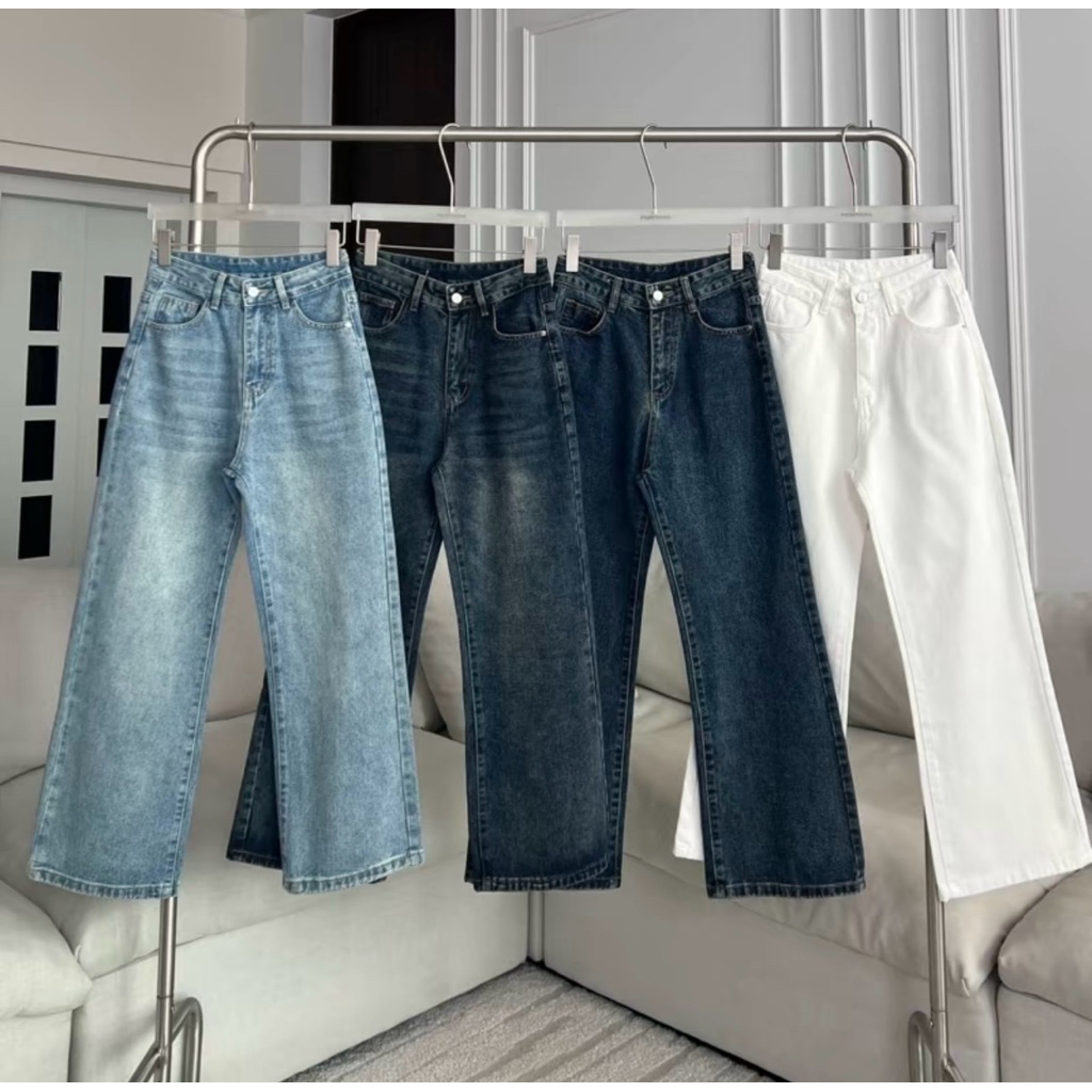 PTJ32198 Lemmi Semi- Flared กางเกงยีนส์เอวสูงทรงขาม้าโพนี่