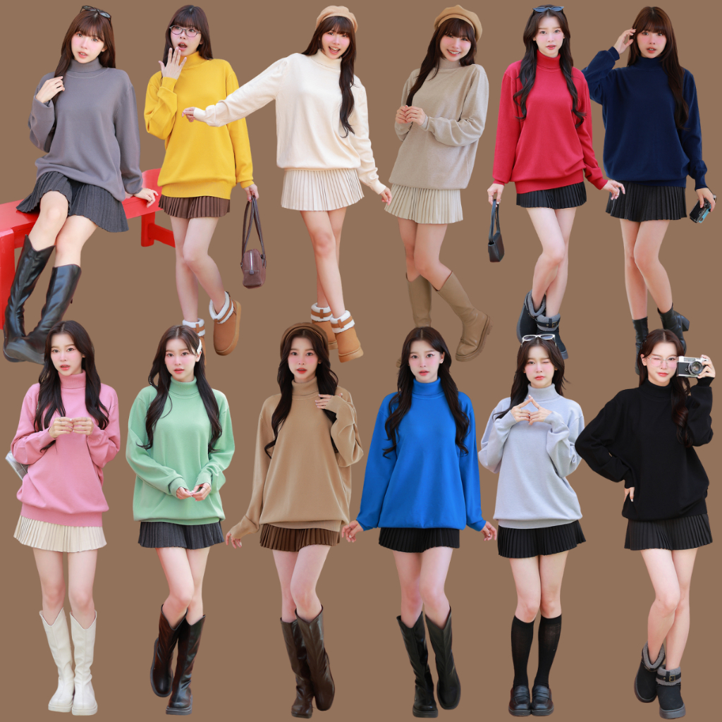 [ Iana Unisex Sweater ] 12 สี I เสื้อคอเต่า สเวตเตอร์ไหมพรม เสื้อไหมพรมแขนยาว ผ้าเรียบ กันหนาว ใส่ได้ทุกเพศ