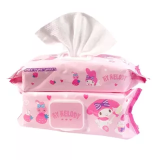 ขายดี ทิชชู่เปียก 70 แผ่น รุ่นใหม่!!! SANRIO ขนาดใหญ่ 20x24 cm มี 6ลาย ให้เลือก