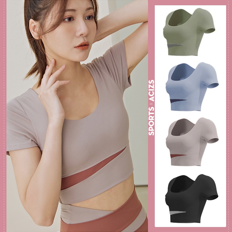 mvp sport ชุดกีฬา เสื้อโยคะ เสื้อผ้าโยคะ แผ่นรองหน้าอกคงที่ในตัว