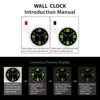 🔥กรุงเทพ✅Silent Wall Clock 8″ นาฬิกาแขวนผนังเรืองแสง ไม่มีเสียง เดินลาน สำหรับห้องนอน/ห้องนั่งเล่น
