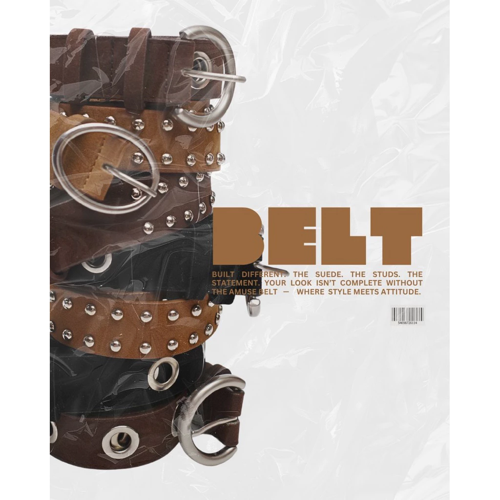 AMUSE BKK - Suede Belt เข็มขัดหนังกลับ ดีเทลโลหะและหัวเข็มขัดเงิน หลายสไตล์