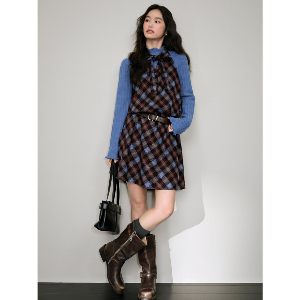 [Preorder] KUOSE : Plaid Belted Dress