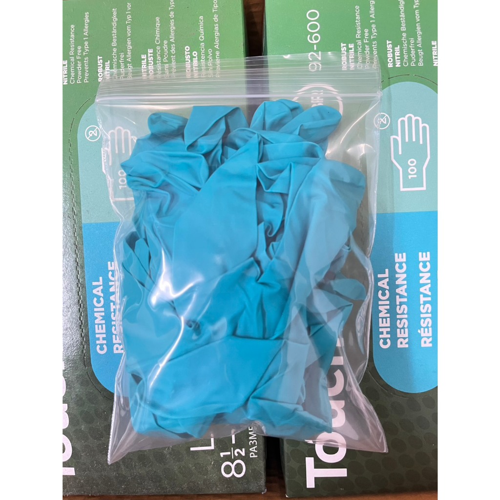 ถุงมือยางไนไตร สีฟ้า ไม่มีแป้ง Ansell Touch NTuff รุ่น 92-600 5-10คู่