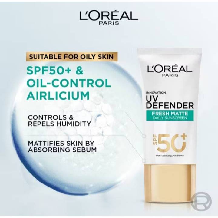 กันแดด ลอริอัล L'OREAL - Paris UV Defender Matte & Fresh (Green) 50 ml.