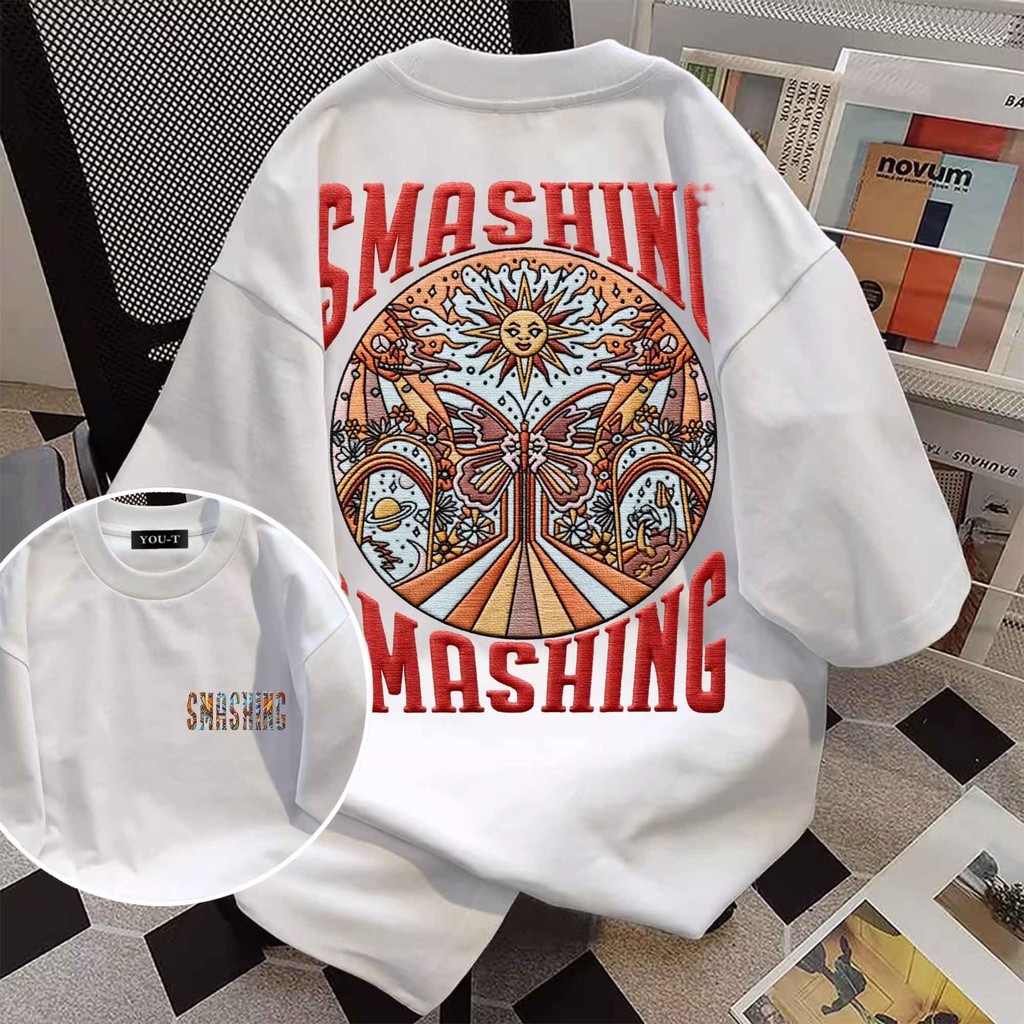 【จัดส่งภายใน 24 ชั่วโมง】 เสื้อยืดสีส้มOversize ผ้าCOTTON100%ลาย "SMASHINC" เนื้อผ้าเกรดพรีเมียม คอกลม ใส่สบาย【COD】