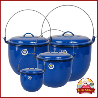 หม้อหูหิ้วเคลือบสีน้ำเงิน 26/28/30/32 ซม. ตรากระต่าย